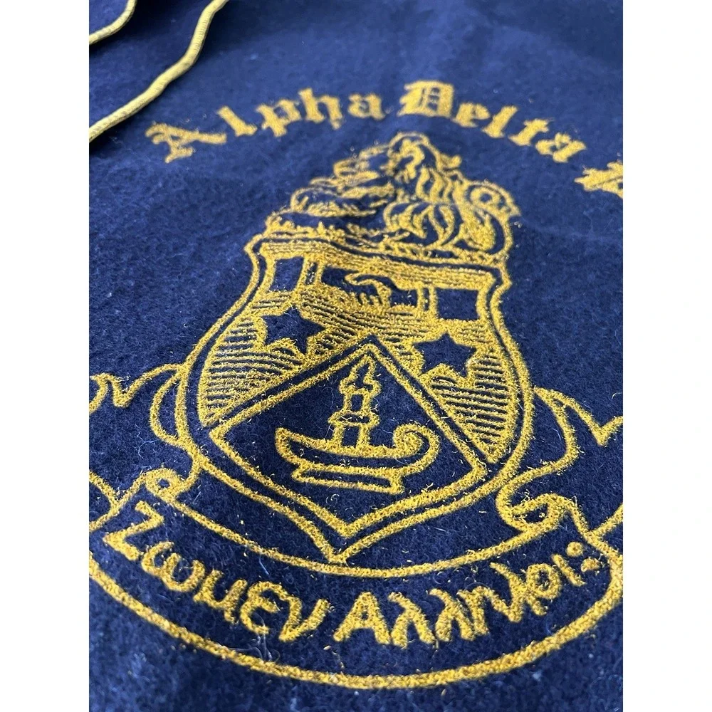 Vintage Alpha Delta Pi WOOL Throw.- Stadium Blanket 1960's Sorority Crest 42x60